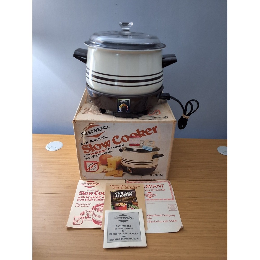 Vintage West Bend Automatic  4 Quart Slow Cooker With Box And Paperwork. WORKS!